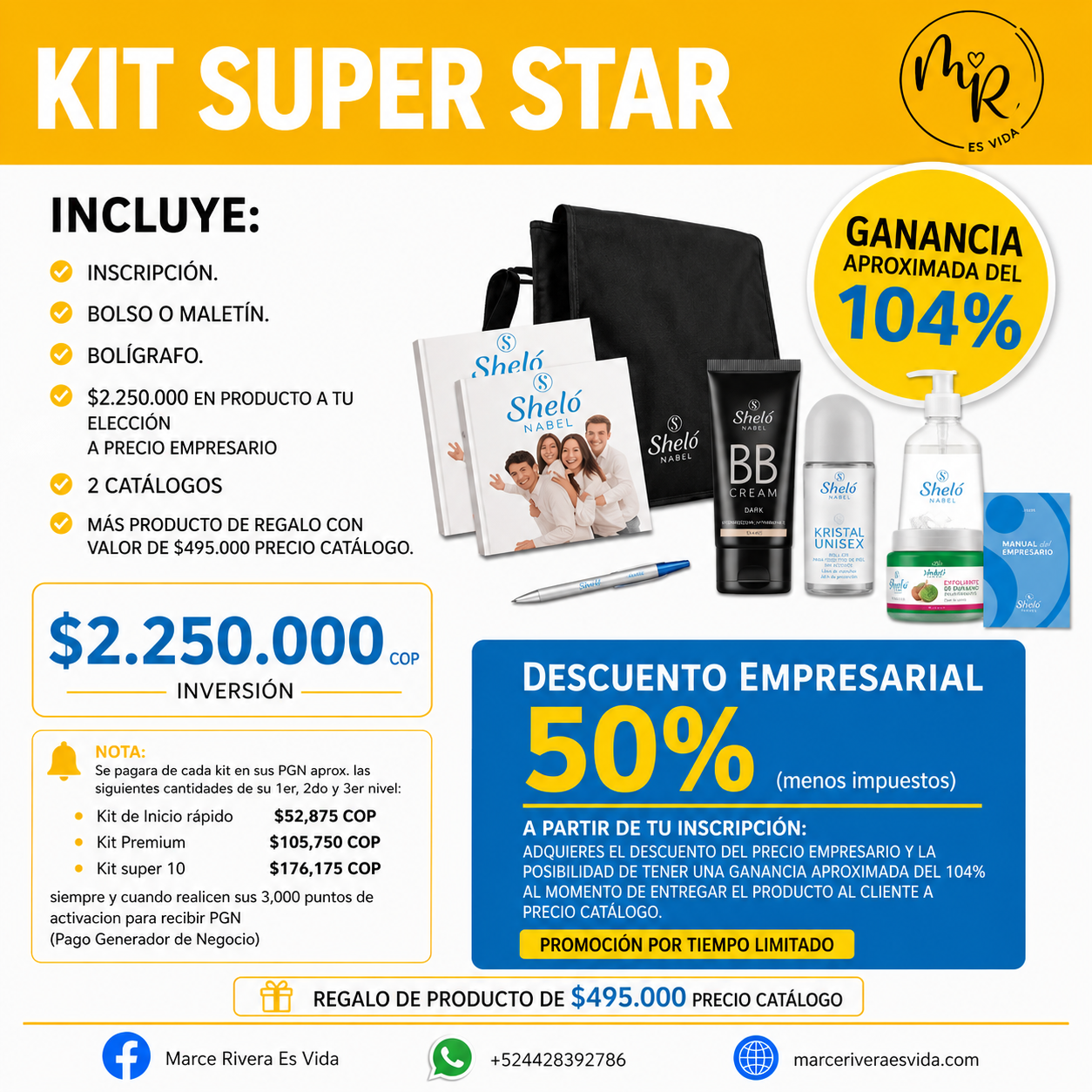 Kit Super Star — $2,250,000 COP · Descuento empresarial 50%